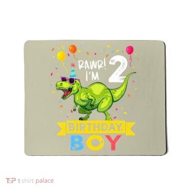 2 Year Old 2nd Birthday Boy T Rex Dinosaur T Mousepad