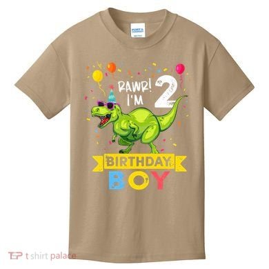2 Year Old 2nd Birthday Boy T Rex Dinosaur T Kids T-Shirt