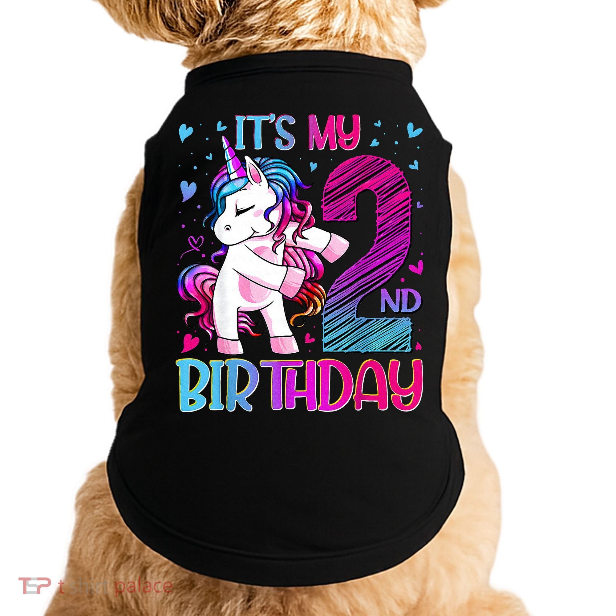 2 Years Old Unicorn Flossing 2nd Birthday Unicorn Party Doggie Tank