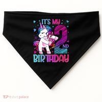 2 Years Old Unicorn Flossing 2nd Birthday Unicorn Party USA-Made Doggie Bandana thumb 0