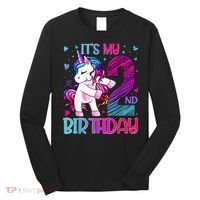 2 Years Old Unicorn Flossing 2nd Birthday Unicorn Party Long Sleeve Shirt thumb 0