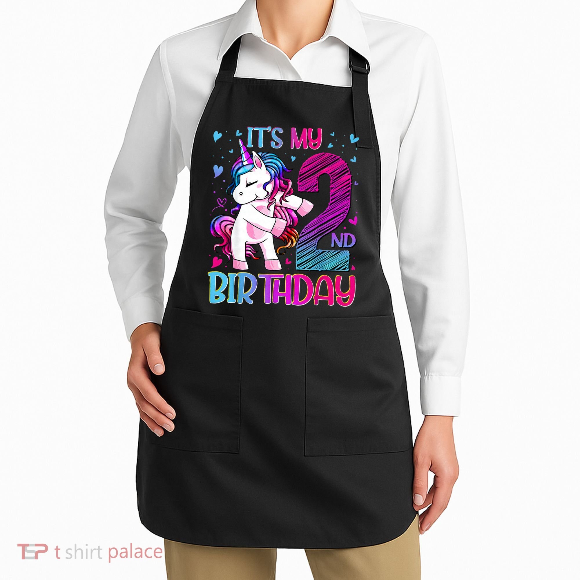 2 Years Old Unicorn Flossing 2nd Birthday Unicorn Party Apron