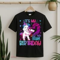 2 Years Old Unicorn Flossing 2nd Birthday Unicorn Party T-Shirt thumb 2