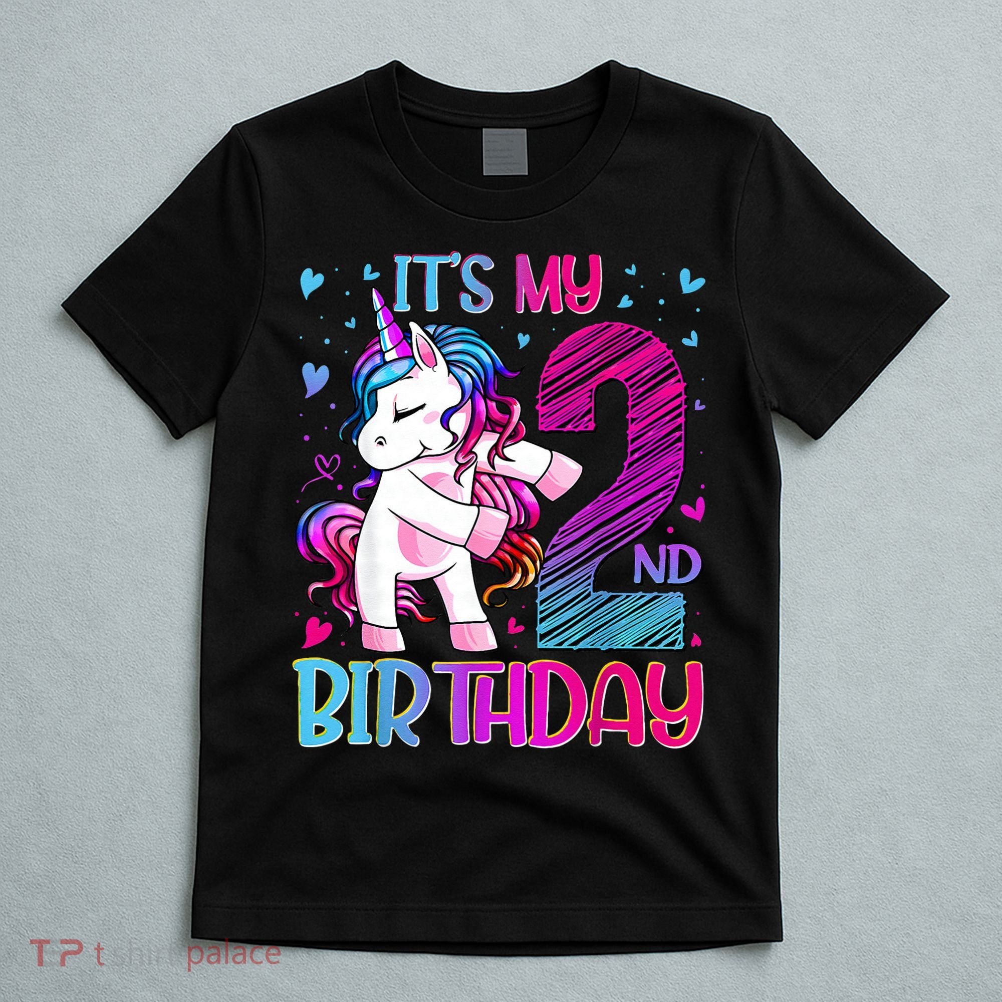 2 Years Old Unicorn Flossing 2nd Birthday Unicorn Party T-Shirt