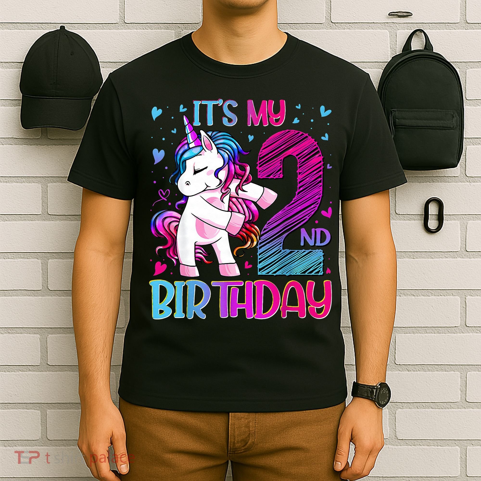 2 Years Old Unicorn Flossing 2nd Birthday Unicorn Party T-Shirt