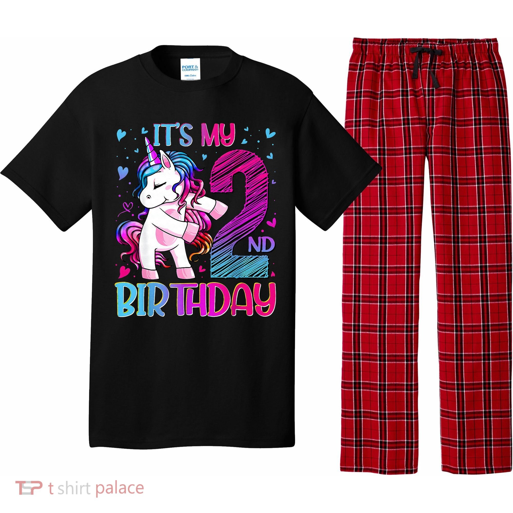 2 Years Old Unicorn Flossing 2nd Birthday Unicorn Party Pajama Set
