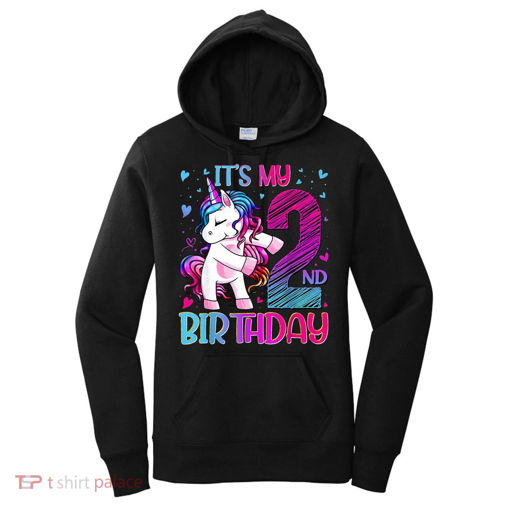 2 Years Old Unicorn Flossing 2nd Birthday Unicorn Party Women's Hoodie
