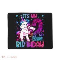 2 Years Old Unicorn Flossing 2nd Birthday Unicorn Party Mousepad thumb 0