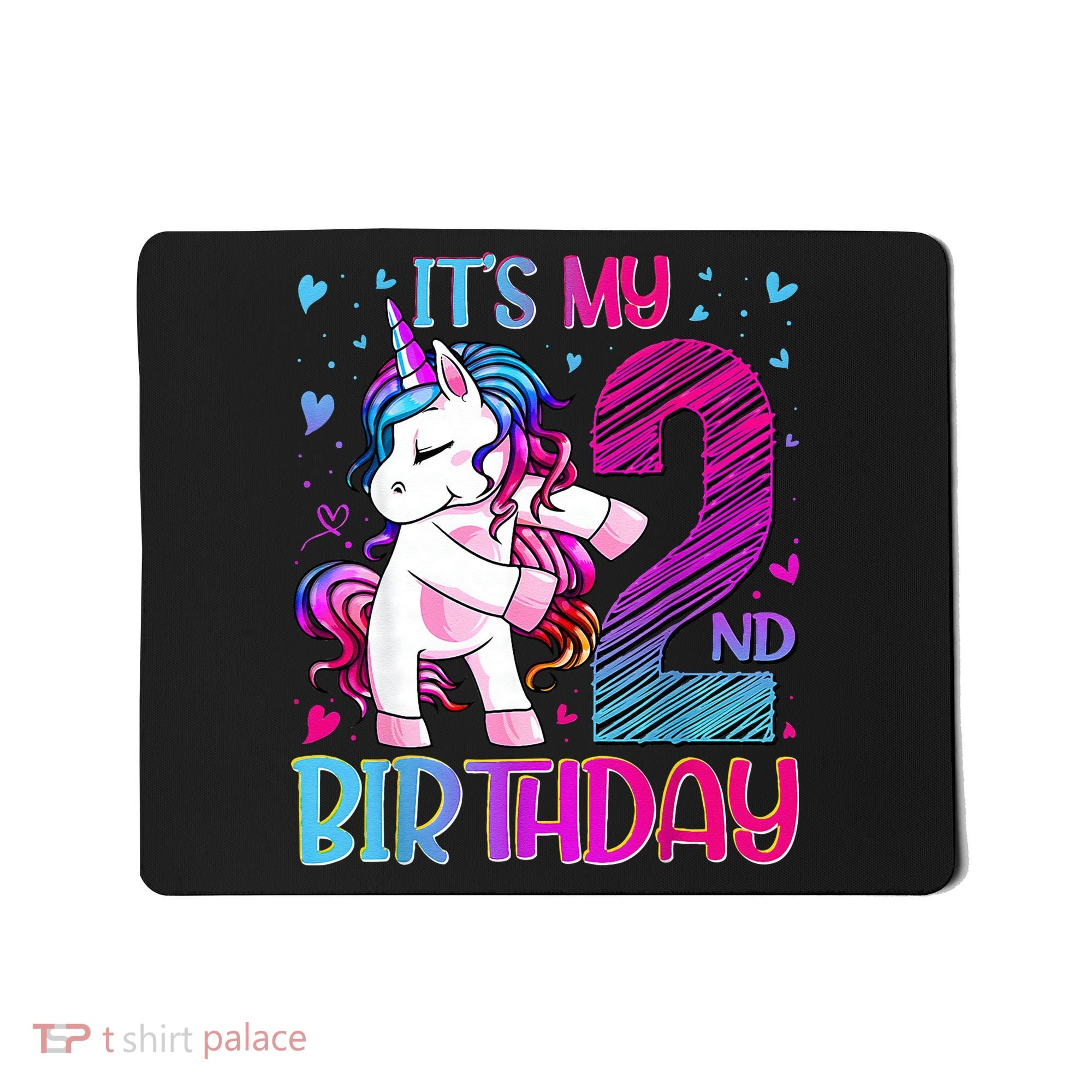 2 Years Old Unicorn Flossing 2nd Birthday Unicorn Party Mousepad