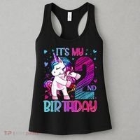 2 Years Old Unicorn Flossing 2nd Birthday Unicorn Party Women's Tank Top thumb 3