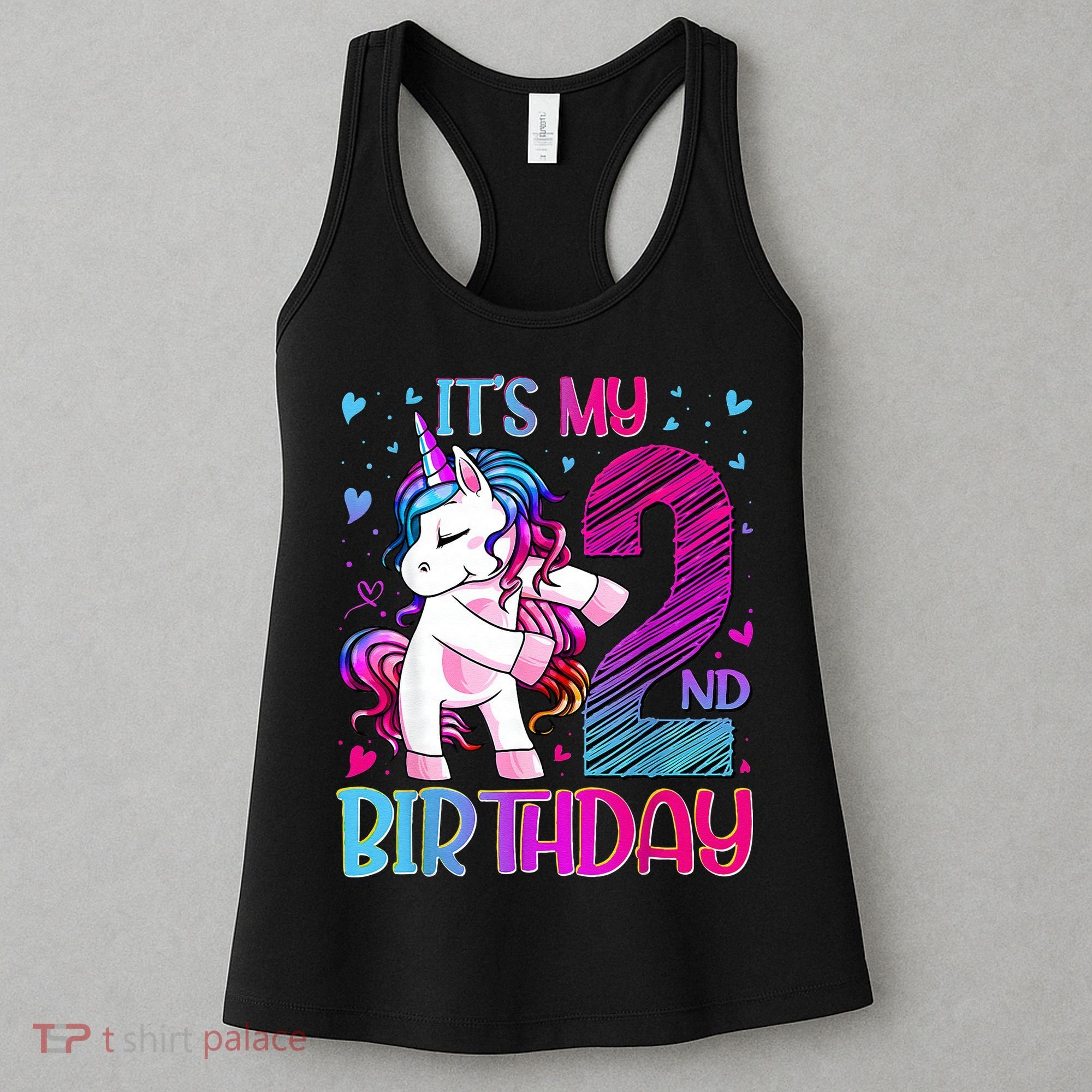 2 Years Old Unicorn Flossing 2nd Birthday Unicorn Party Women's Tank Top