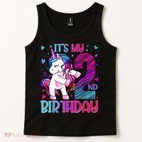 2 Years Old Unicorn Flossing 2nd Birthday Unicorn Party Tank Top thumb 2