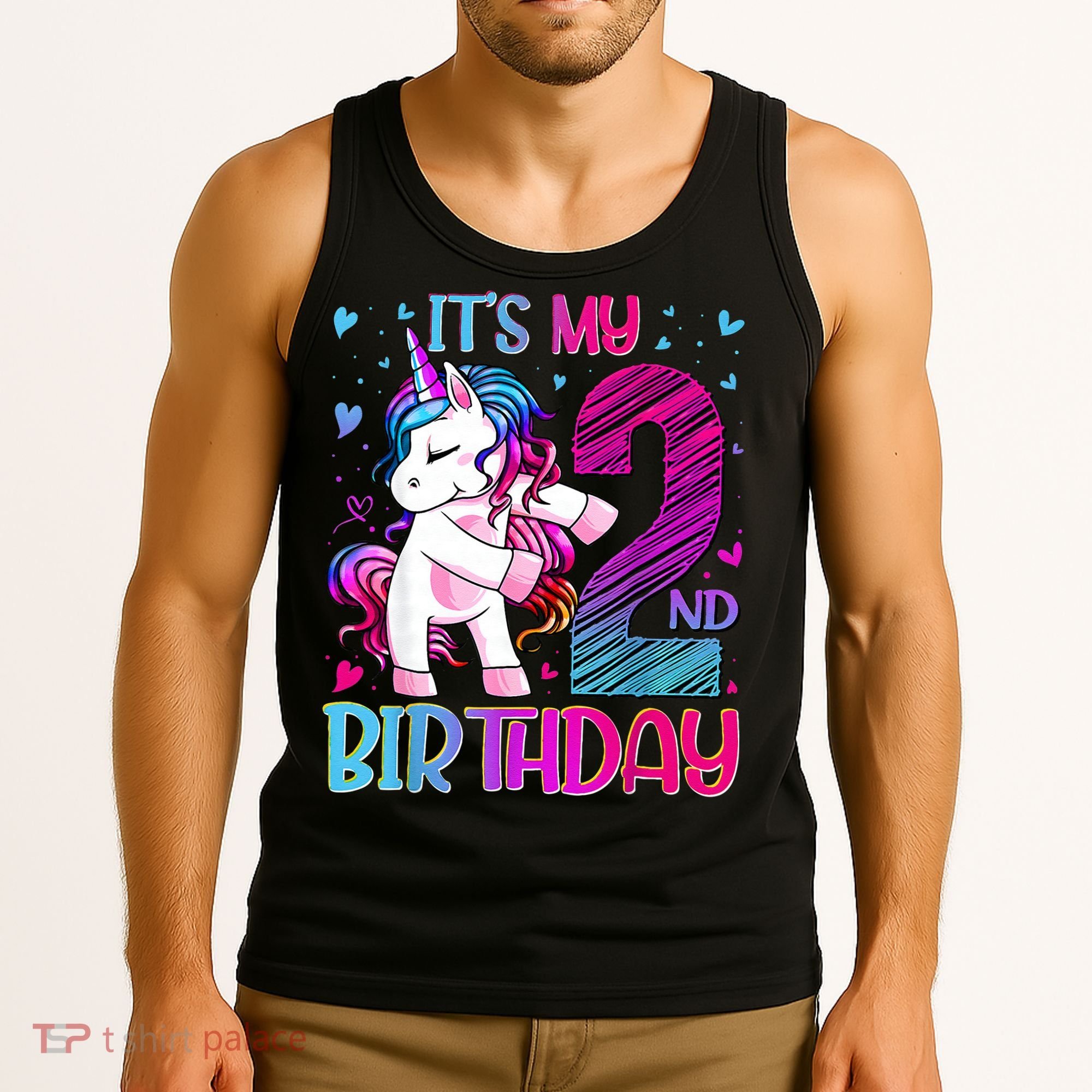 2 Years Old Unicorn Flossing 2nd Birthday Unicorn Party Tank Top