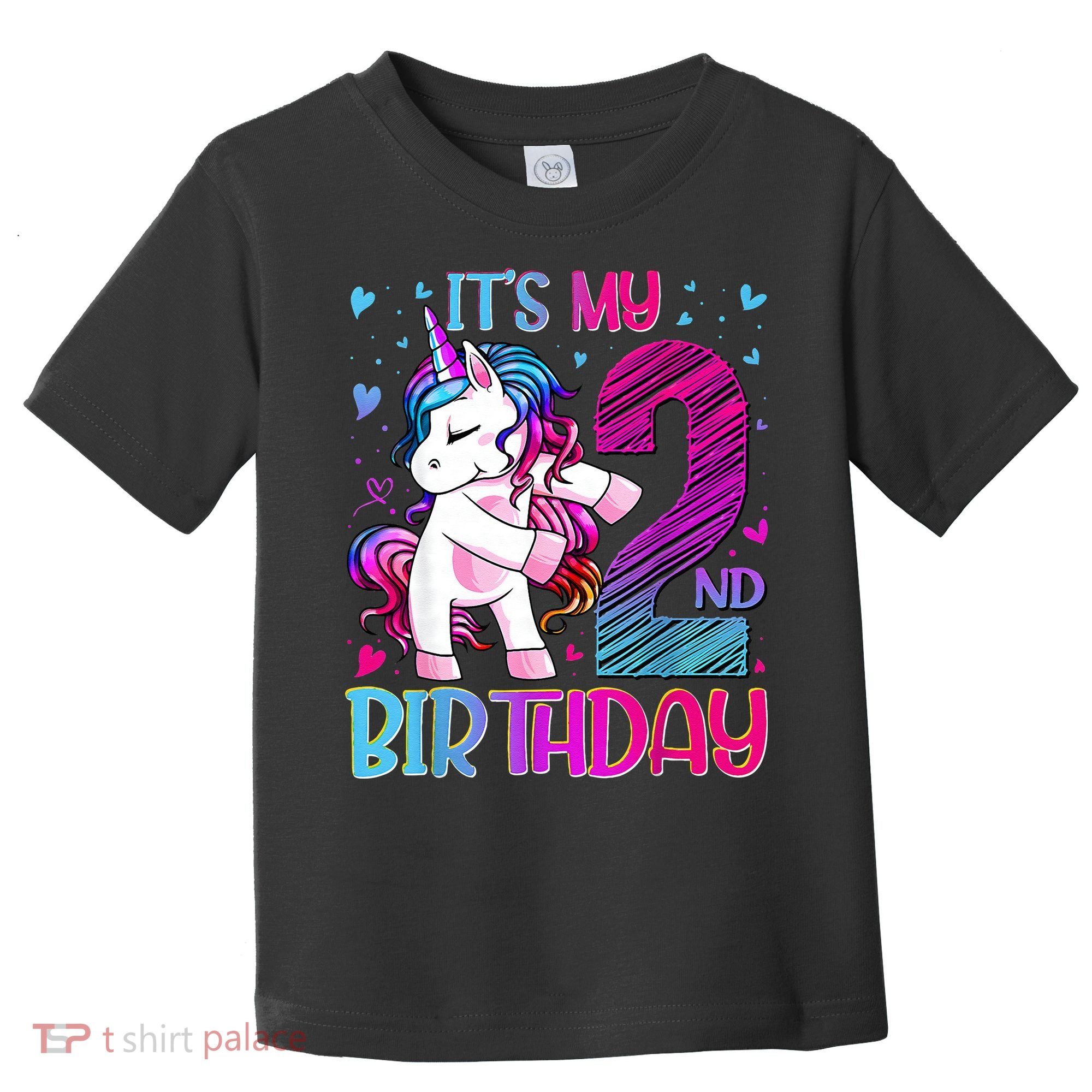 2 Years Old Unicorn Flossing 2nd Birthday Unicorn Party Toddler T-Shirt