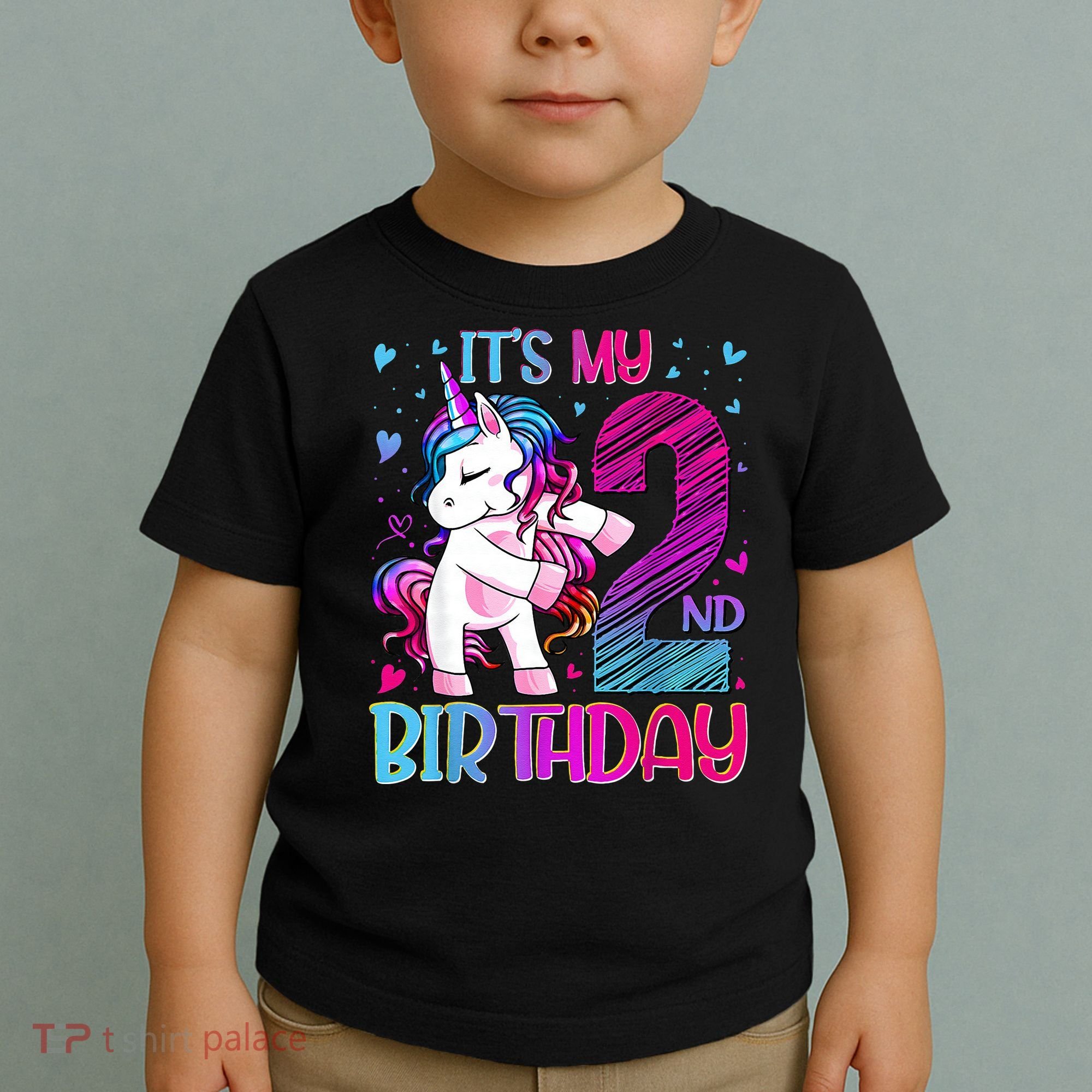 2 Years Old Unicorn Flossing 2nd Birthday Unicorn Party Toddler T-Shirt
