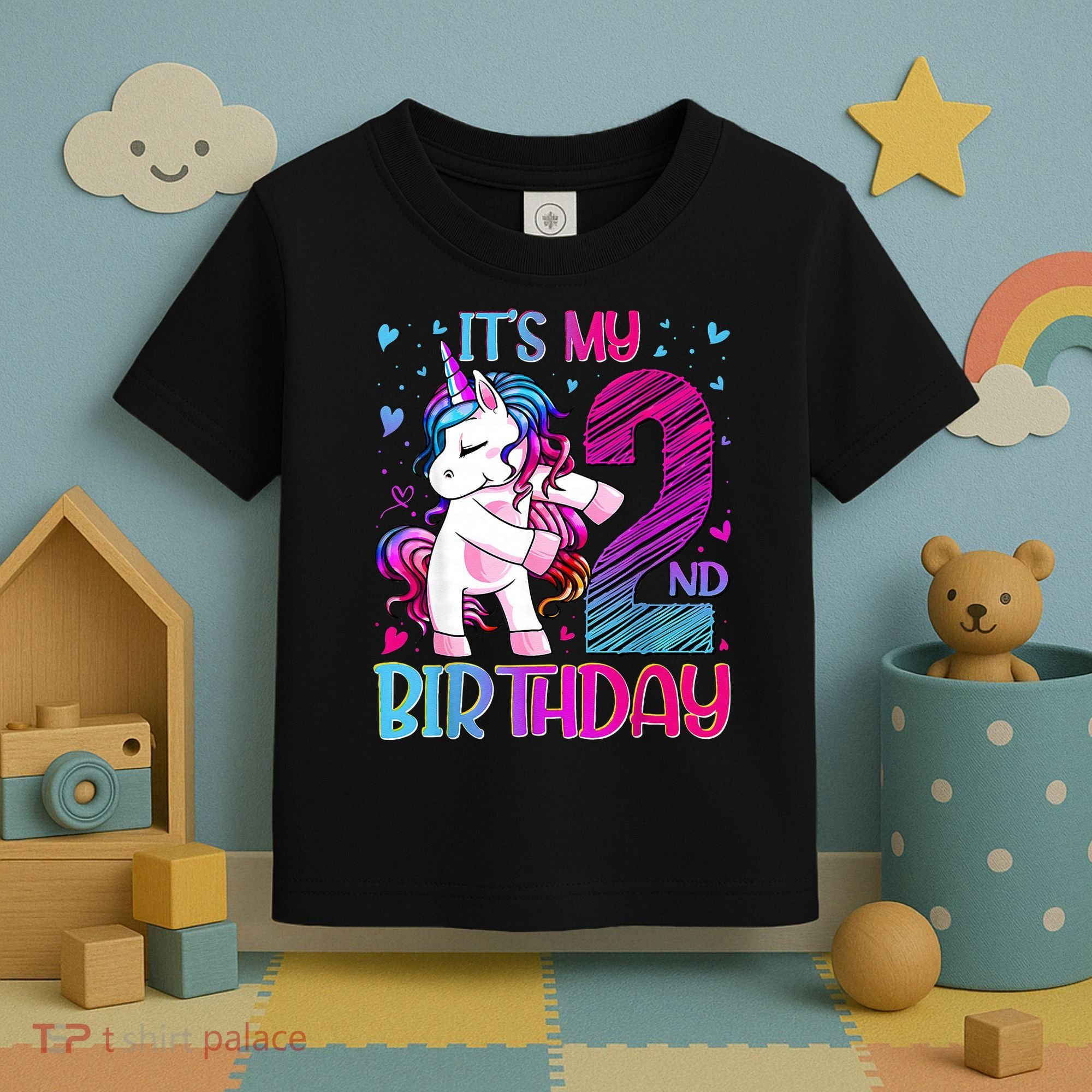 2 Years Old Unicorn Flossing 2nd Birthday Unicorn Party Toddler T-Shirt