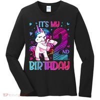 2 Years Old Unicorn Flossing 2nd Birthday Unicorn Party Women's Long Sleeve Shirt thumb 0