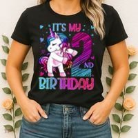2 Years Old Unicorn Flossing 2nd Birthday Unicorn Party Women's T-Shirt thumb 2
