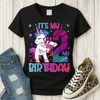 2 Years Old Unicorn Flossing 2nd Birthday Unicorn Party Women's T-Shirt thumb 3