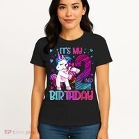 2 Years Old Unicorn Flossing 2nd Birthday Unicorn Party Women's T-Shirt thumb 4