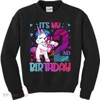 2 Years Old Unicorn Flossing 2nd Birthday Unicorn Party Kids Sweatshirt thumb 0