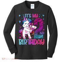 2 Years Old Unicorn Flossing 2nd Birthday Unicorn Party Kids Long Sleeve Shirt thumb 0