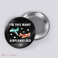 2 Years Old Airplanes Old 2nd Birthday Button thumb 0