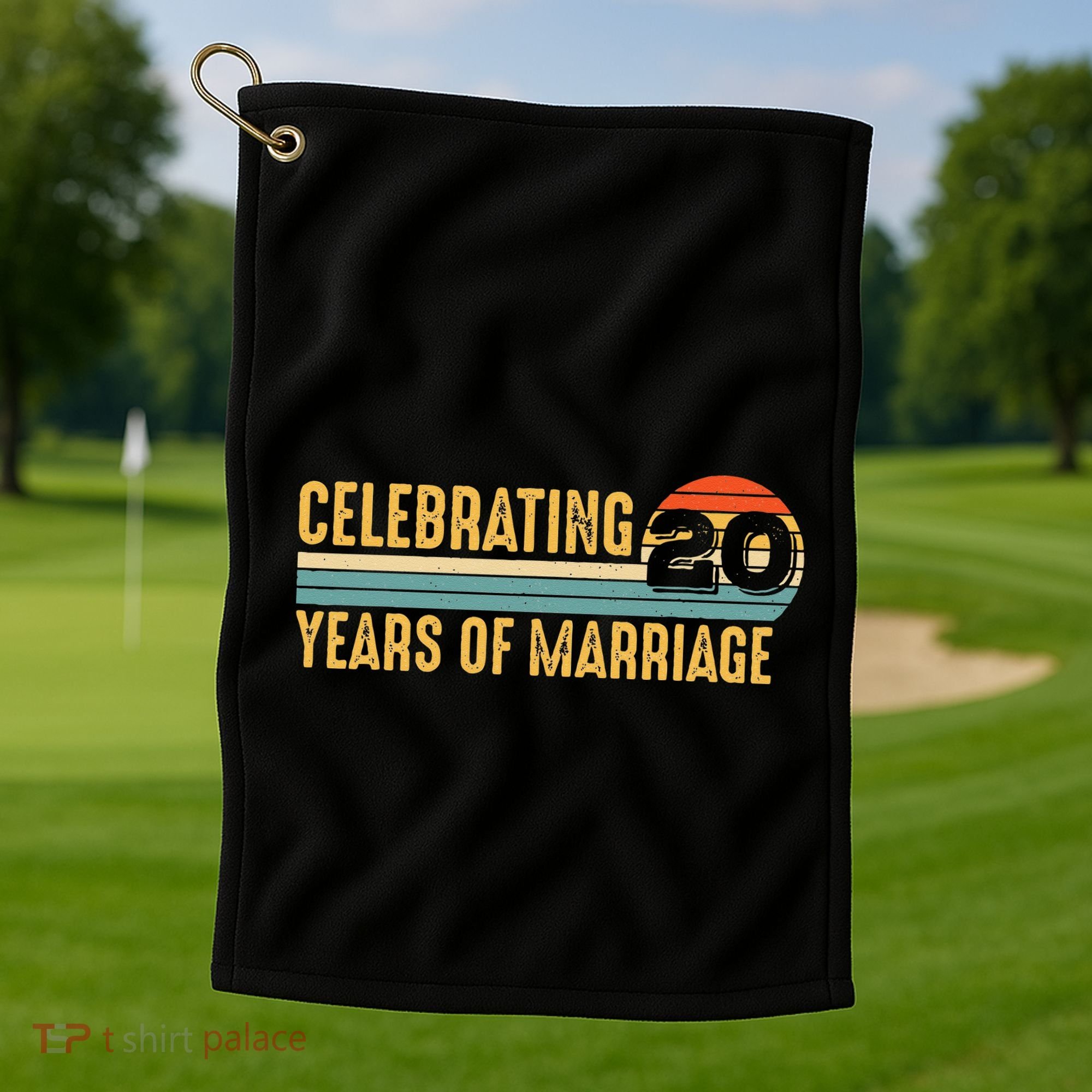 20 Years of Marriage Married Couple 20th Wedding Anniversary Golf Towel