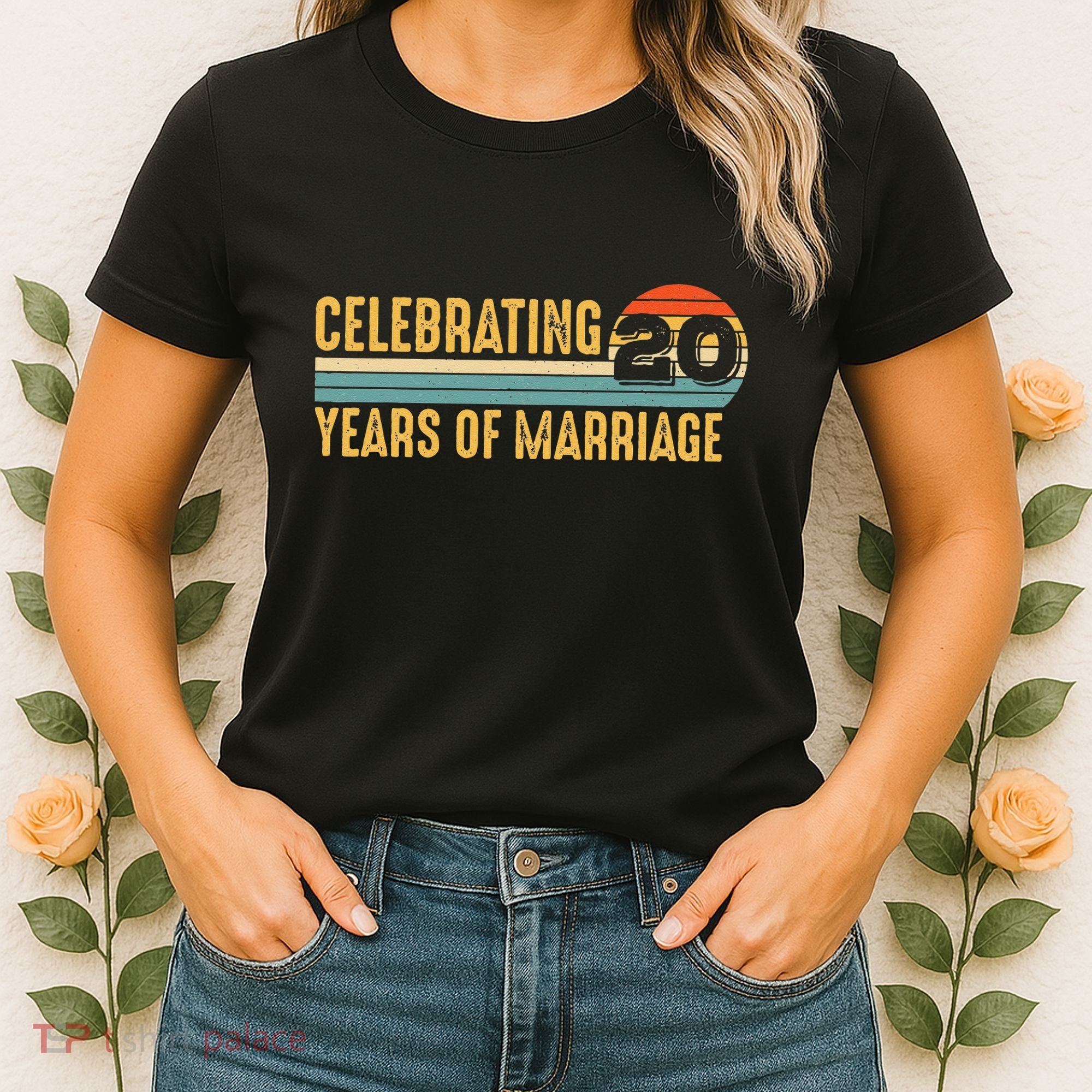 20 Years of Marriage Married Couple 20th Wedding Anniversary Women's T-Shirt