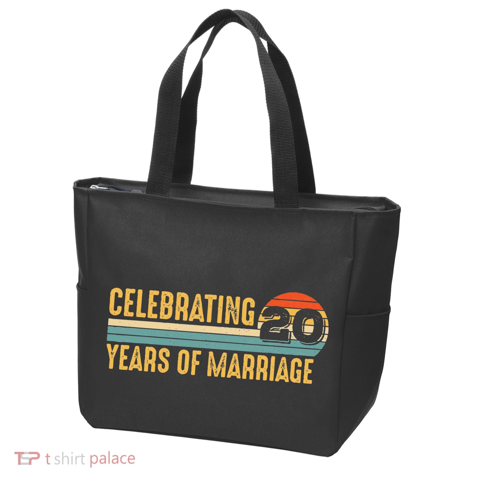 20 Years of Marriage Married Couple 20th Wedding Anniversary Tote Bag