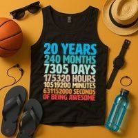 20 Years Of Being Awesome 20th Birthday Time Breakdown Tank Top thumb 4