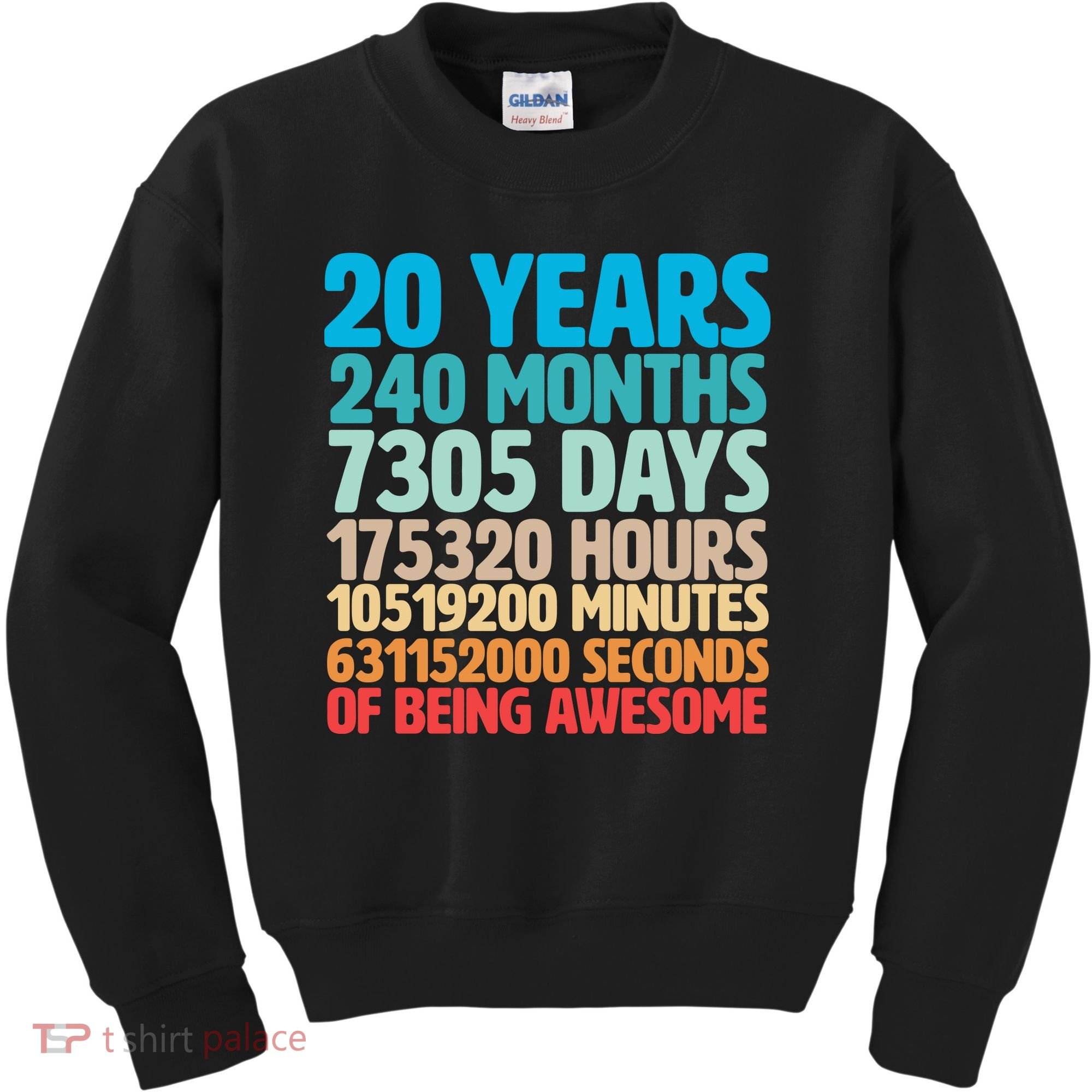 20 Years Of Being Awesome 20th Birthday Time Breakdown Kids Sweatshirt