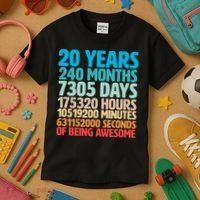 20 Years Of Being Awesome 20th Birthday Time Breakdown Kids T-Shirt thumb 3