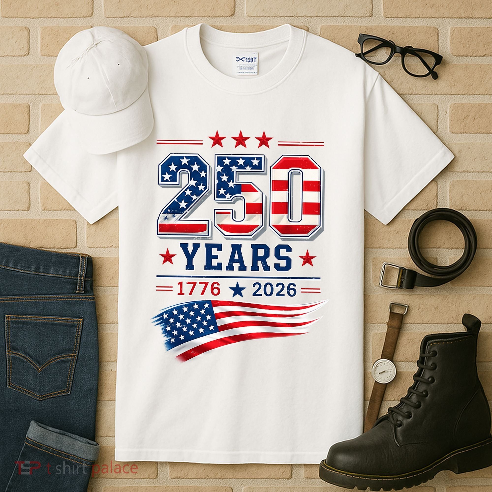 250 Years Of America 1776-2026 Patriotic Celebration Tall T-Shirt