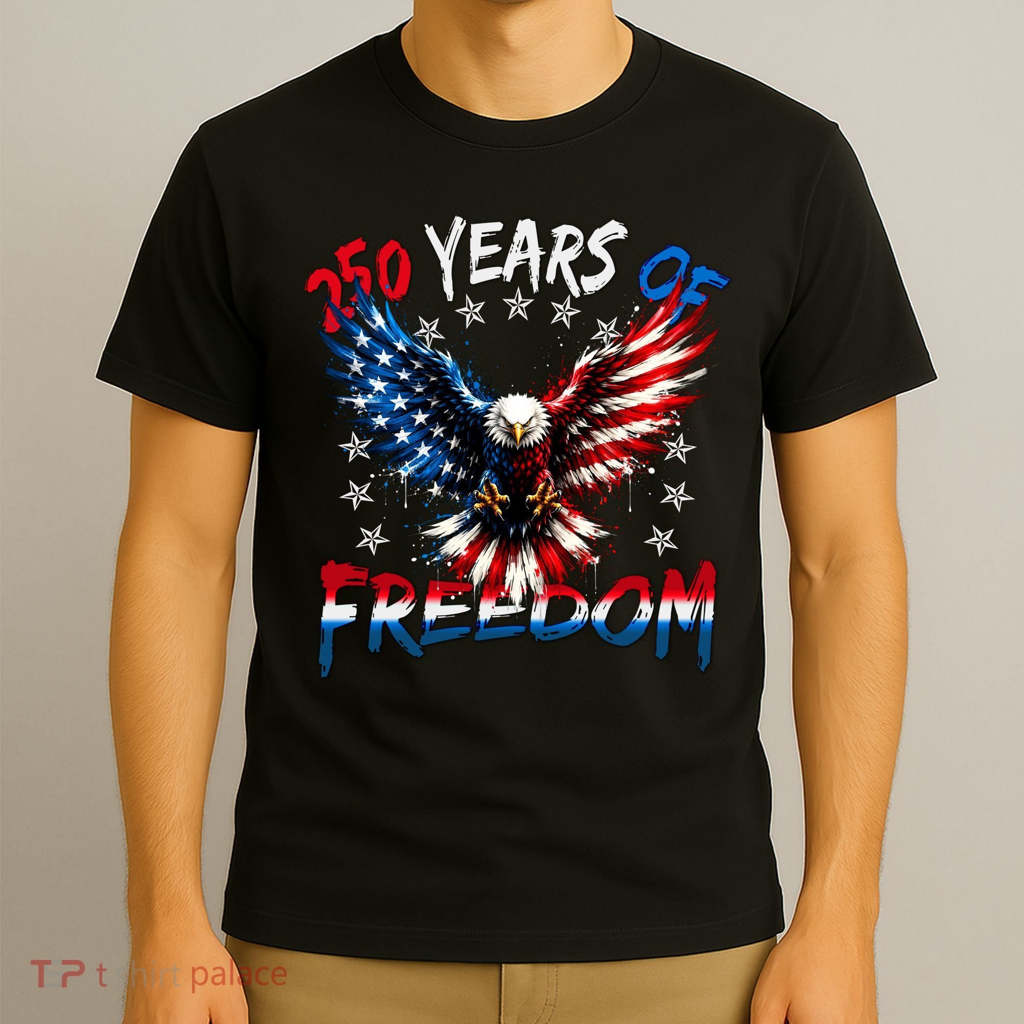 250  Years Of Freedom Painted American Flag Eagle T-Shirt