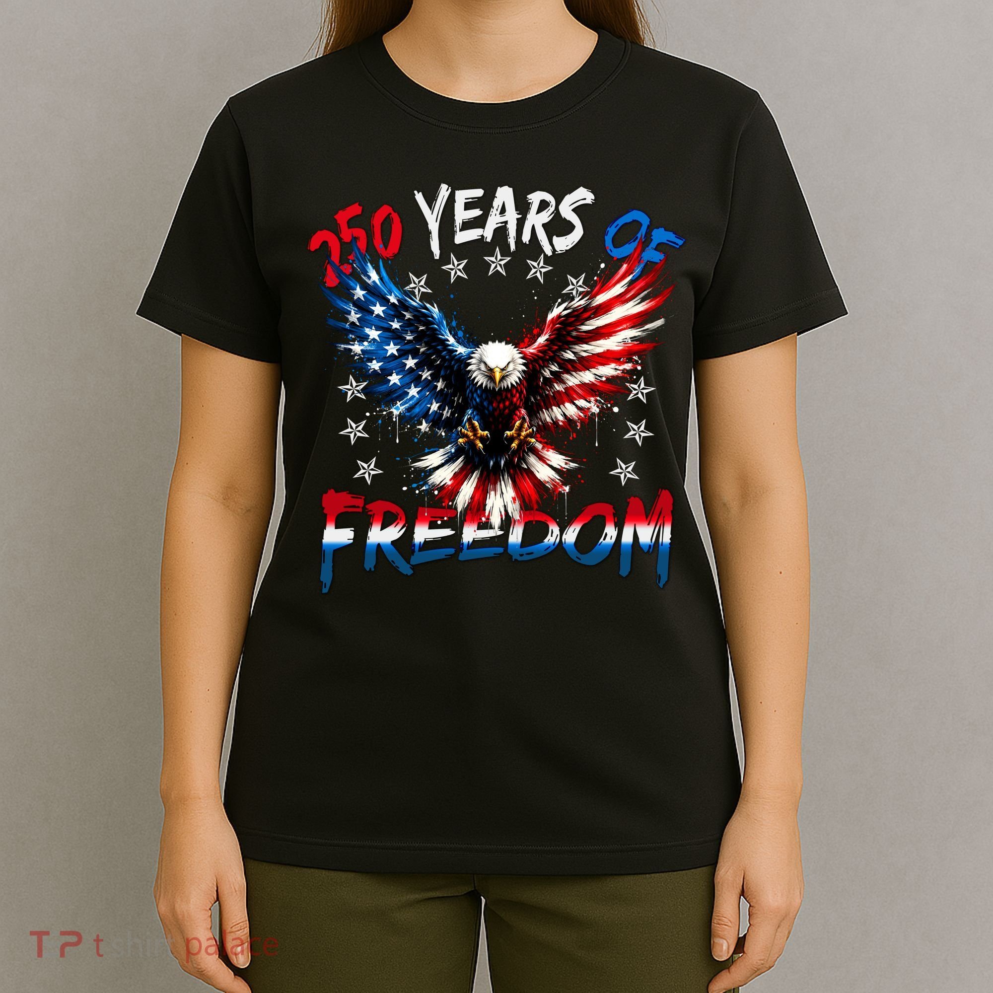250  Years Of Freedom Painted American Flag Eagle T-Shirt