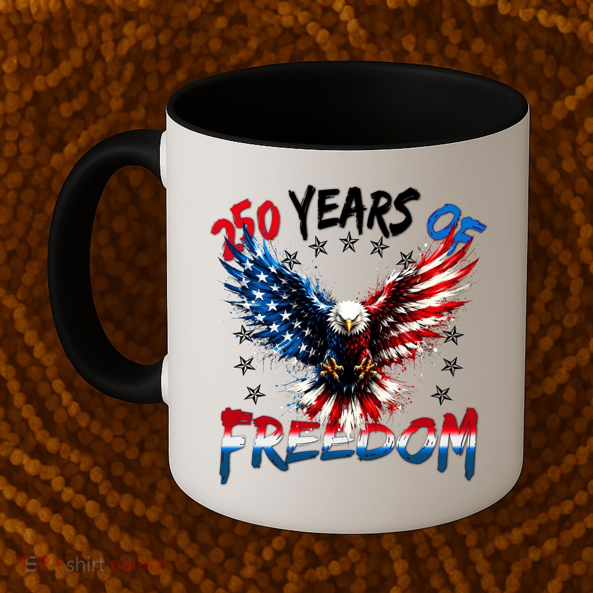 250  Years Of Freedom Painted American Flag Eagle Coffee Mug