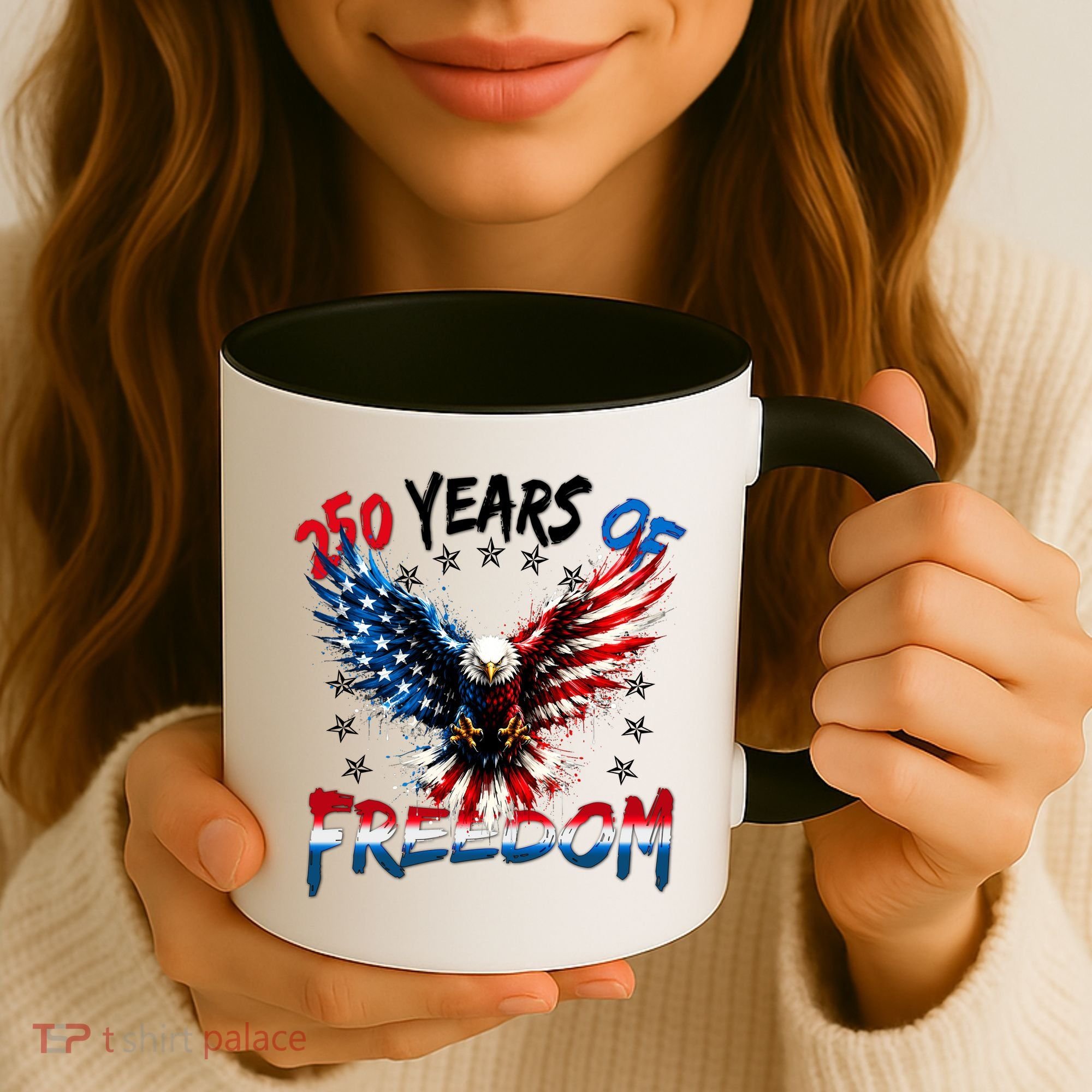 250  Years Of Freedom Painted American Flag Eagle Coffee Mug