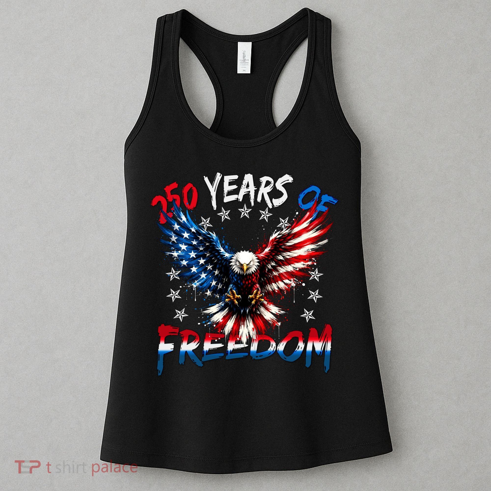 250  Years Of Freedom Painted American Flag Eagle Women's Tank Top