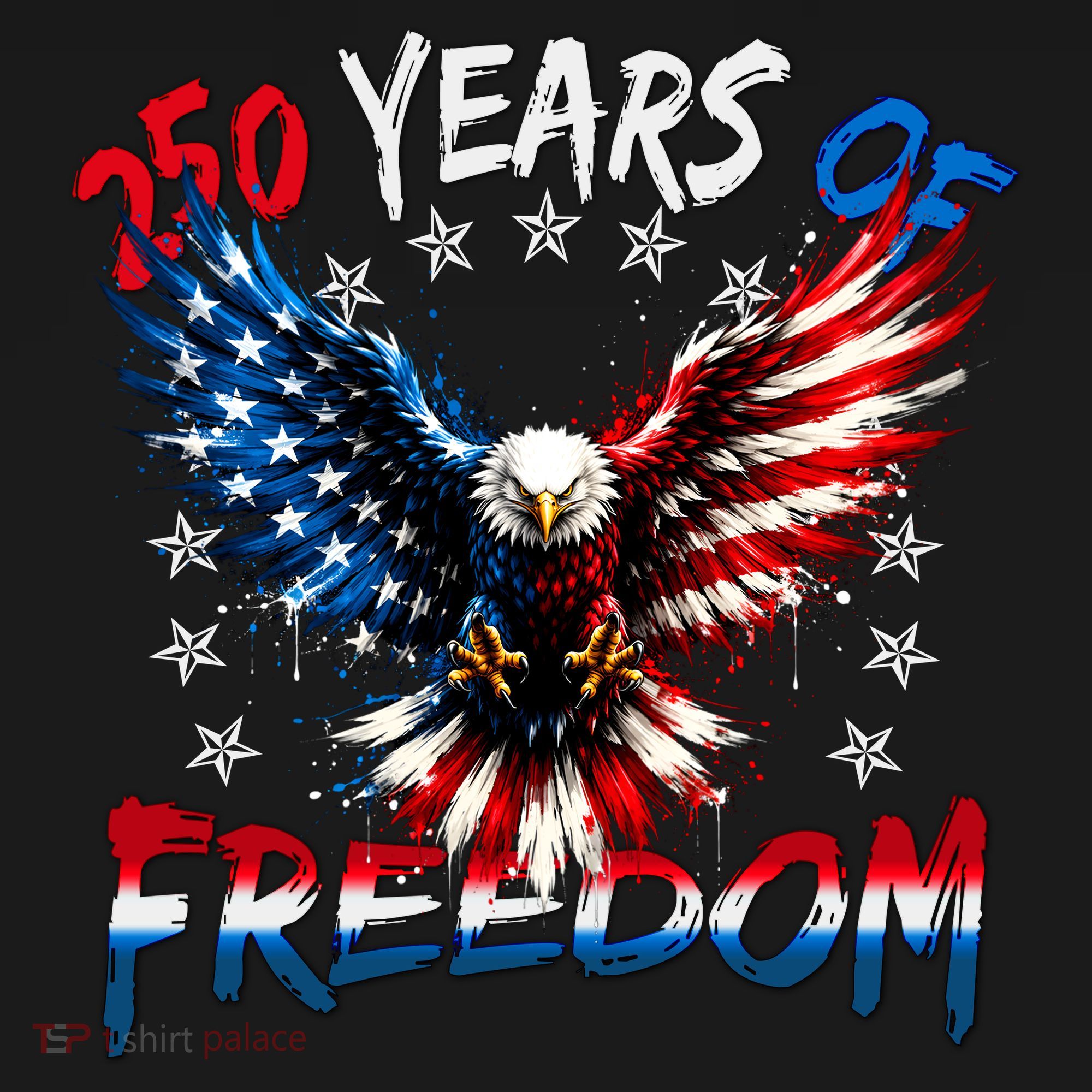 250  Years Of Freedom Painted American Flag Eagle Women's Tank Top