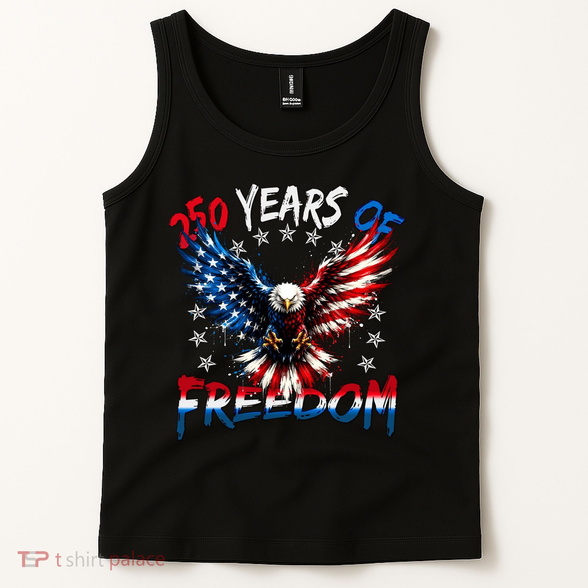 250  Years Of Freedom Painted American Flag Eagle Tank Top