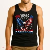 250  Years Of Freedom Painted American Flag Eagle Tank Top thumb 3