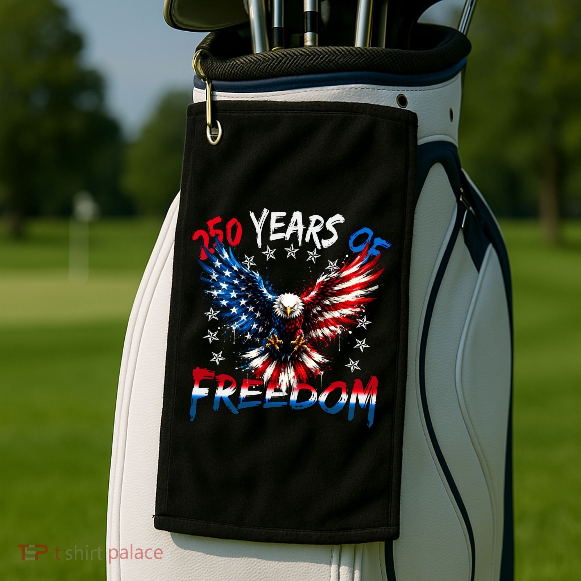 250  Years Of Freedom Painted American Flag Eagle Golf Towel