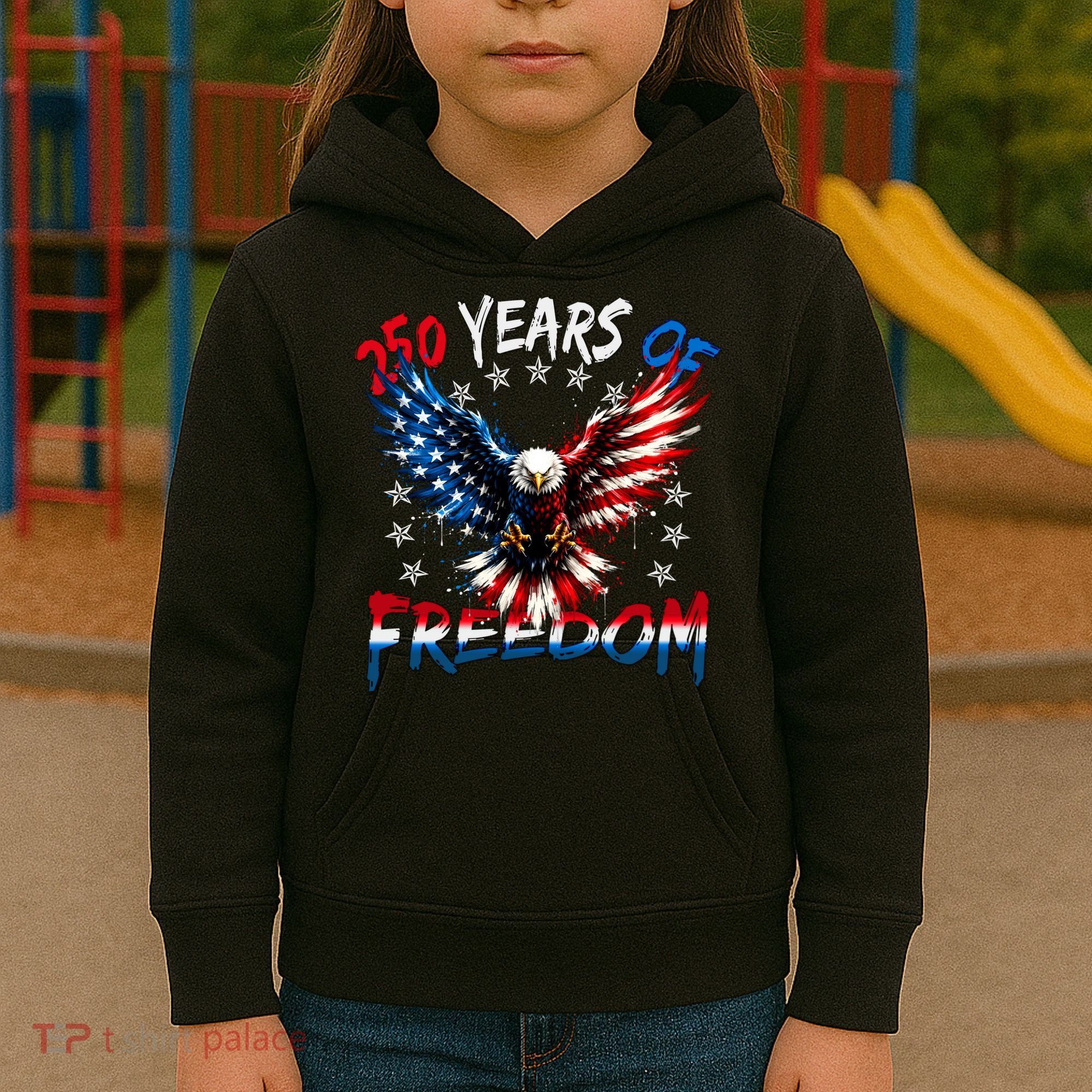 250  Years Of Freedom Painted American Flag Eagle Kids Hoodie