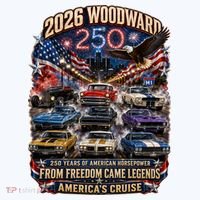 250 Years Of American Horsepower 2026 Woodward Cruising M1 Kids Long Sleeve Shirt thumb 2
