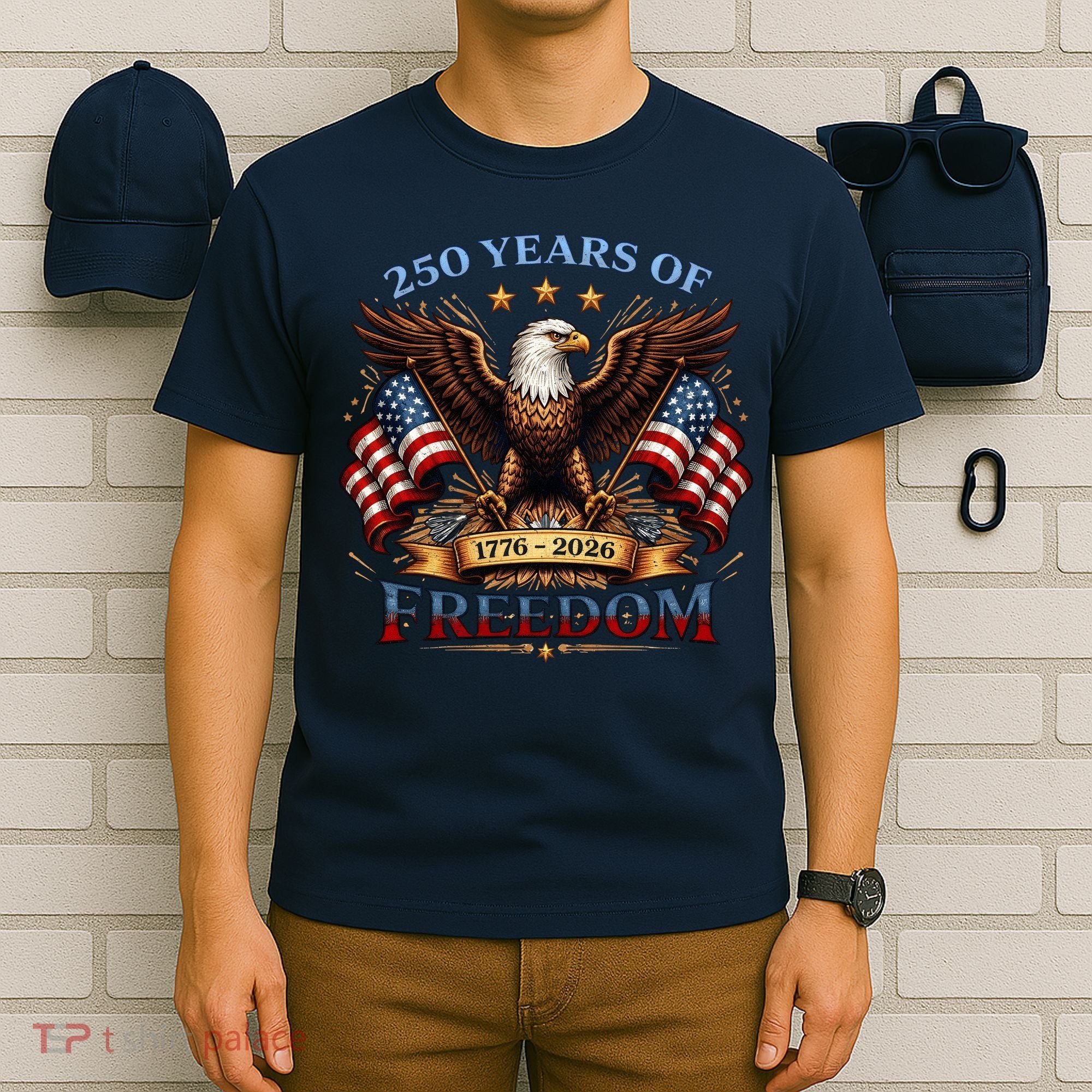 250 Years Of Freedom Eagle 1776 2026 America USA Anniversary  T-Shirt