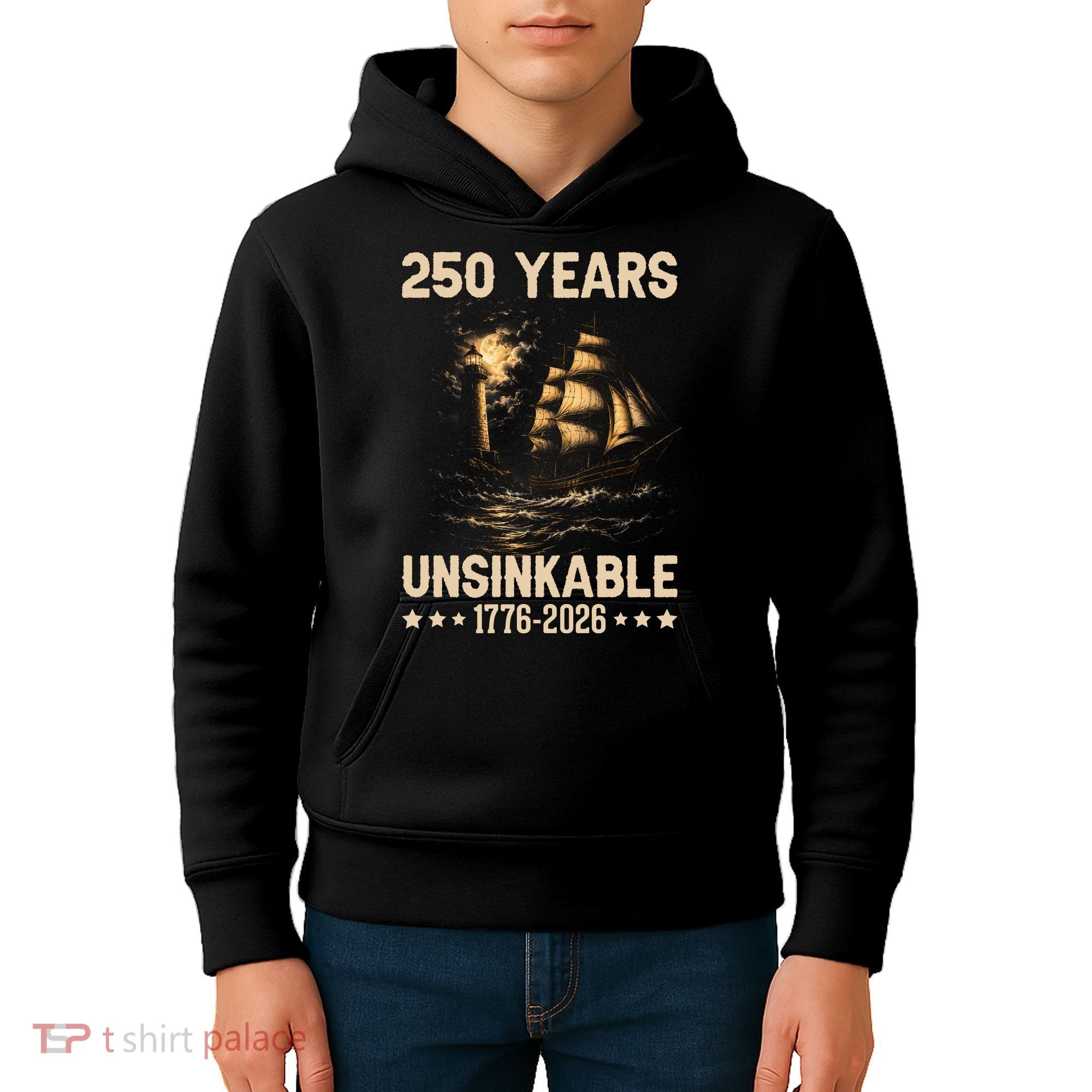 250 Years Patriotic Ship 1776-2026 250th Anniversary Kids Hoodie