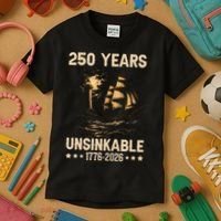250 Years Patriotic Ship 1776-2026 250th Anniversary Kids T-Shirt thumb 3