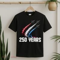 250 Years Red White And Blue Fighter Jets USA T-Shirt thumb 2