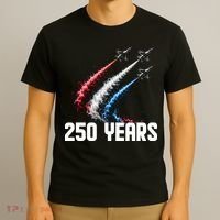 250 Years Red White And Blue Fighter Jets USA T-Shirt thumb 3
